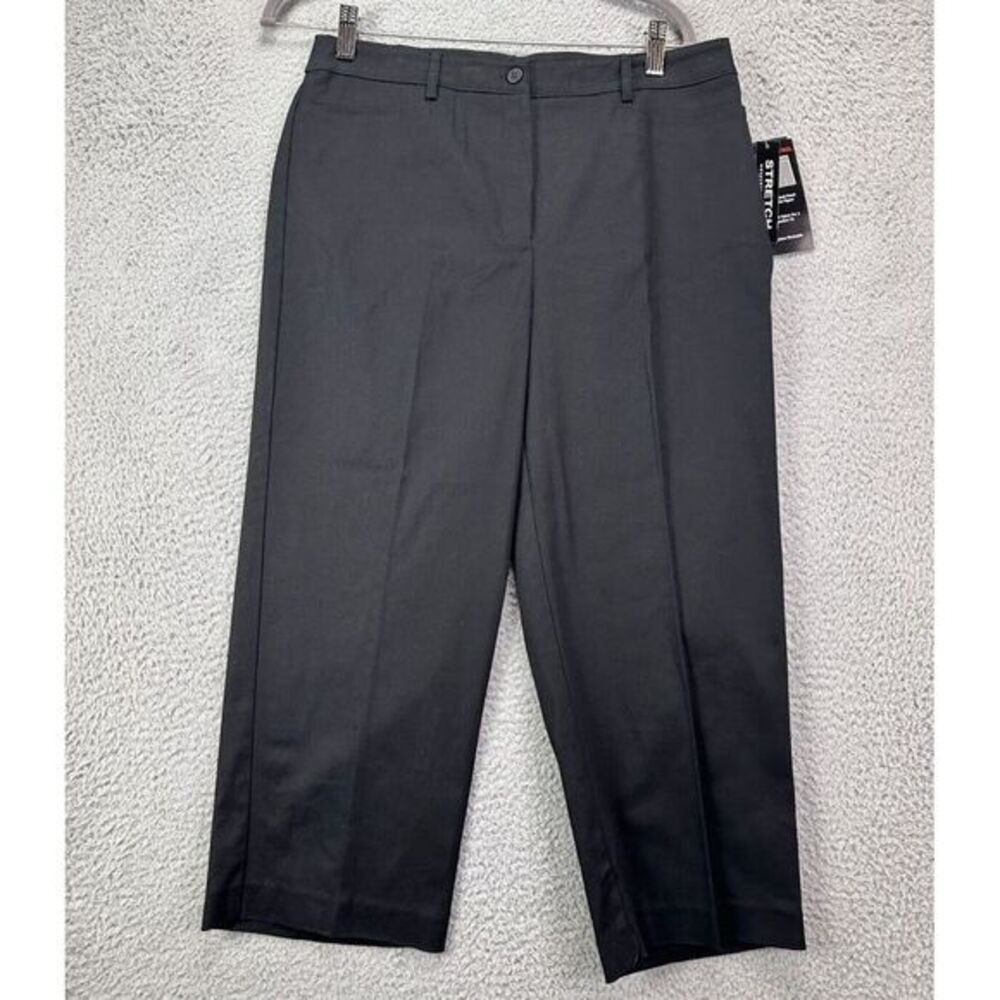 Harve Benard Pants Women 10 Black Capri Stretch Tummy Control Hi Rise Ladies NEW